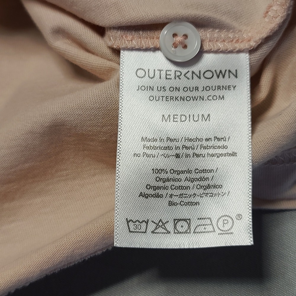 Outerknown Polo Shirt Mens Medium Peach Organic Pima Cotton Short Sleeve Pocket - Picture 4 of 7